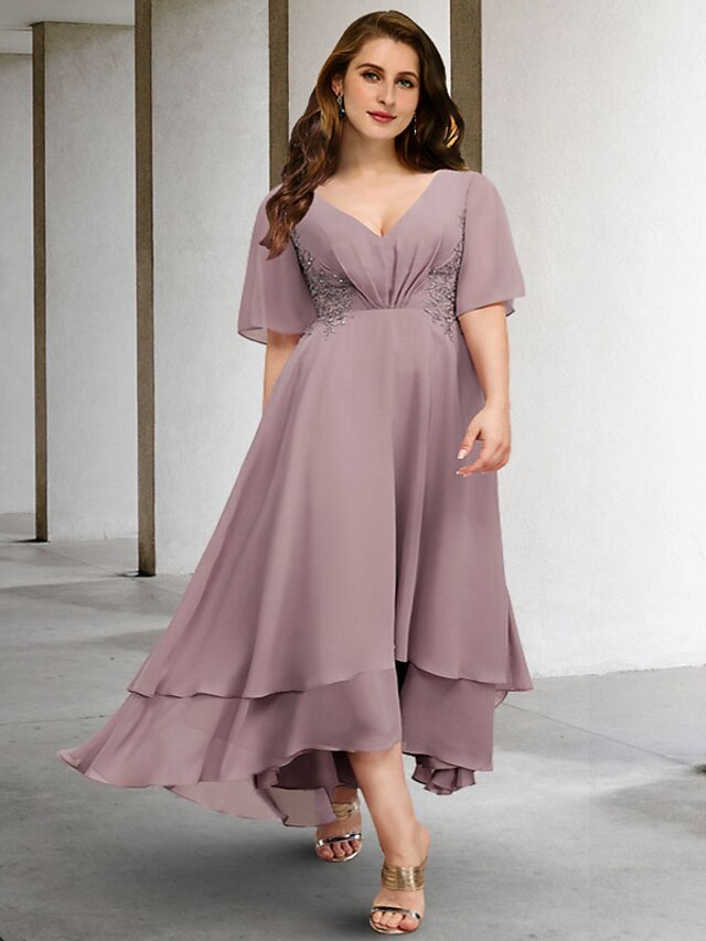 ALine Mother of the Bride Dresses Plus Size Hide Belly Curve Elegant