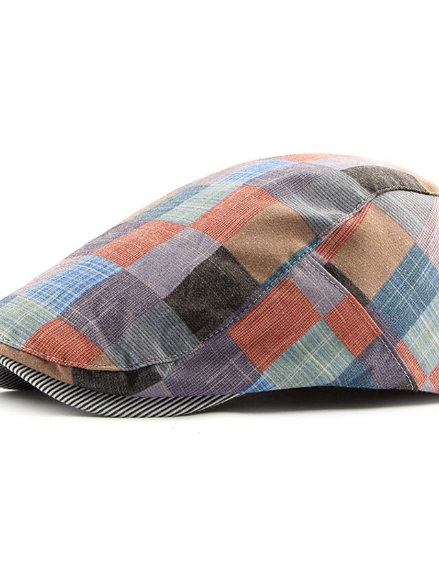 Homme Casquette Plate Rose Claire Rouge Coton Boucle réglable Imprimer simple Mode des années 1920 Décontractées Plein Air Quotidien Fin de semaine Plaid Portable Confort Mode