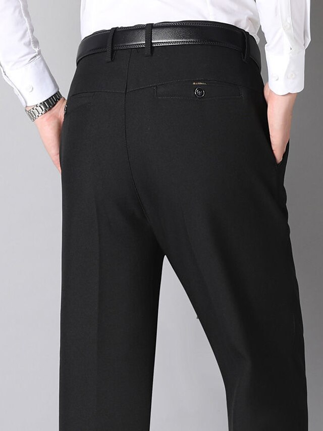  Men's Dress Pants Trousers Chinos Pocket Plain Comfort Breathable Full Length Office Business Daily Chic & Modern Formal Black Blue Micro-elastic