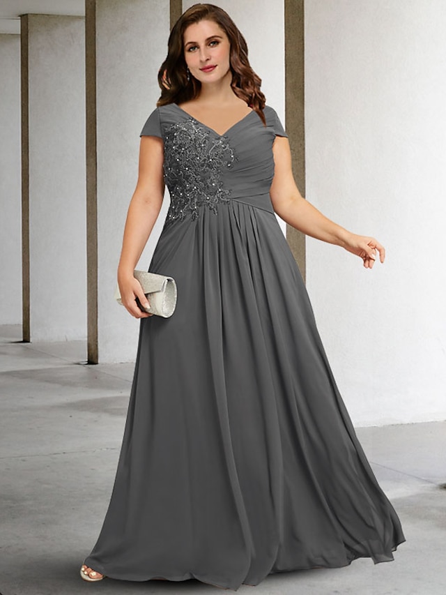 A Line Mother Of The Bride Dresses Plus Size Hide Belly Curve Elegant Dress Formal Floor Length 