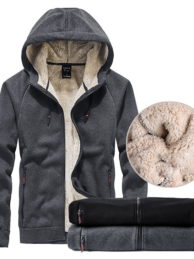 VOGSTART Herren Sherpa Jacke - Thermischer Fleece Kapuzenpulli Mit Reißverschluss