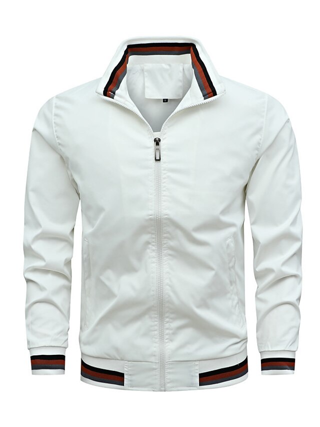  Homens jaqueta leve Casaco exterior jaqueta de verão Jaqueta Bomber Férias Roupa Diária Durável Casual / Diário Bolsos Outono Inverno Cor Sólida / Simples Aquecimento Conforto Colarinho Clerical