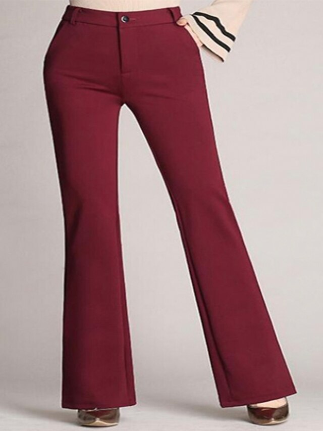Women‘s Dress Work Pants Bootcut Pants Trousers Mid Waist Basic Daily
