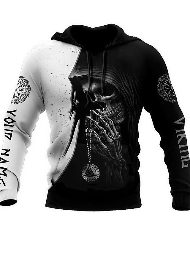 Men's Unisex Pullover Hoodie Sweatshirt Black Hooded Animal Graphic ...