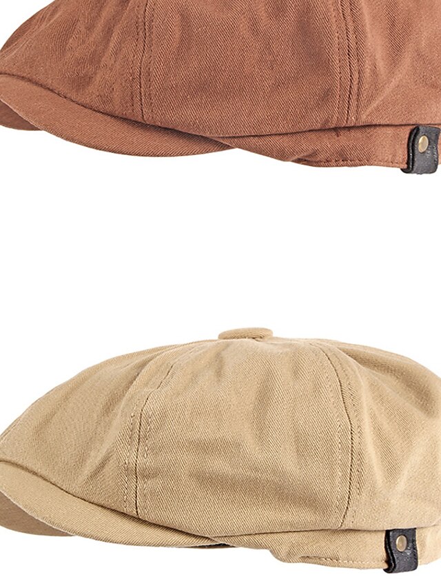 Men's Hat Beret Hat Flat Cap Street Dailywear Weekend Adjustable Buckle Pure Color Portable