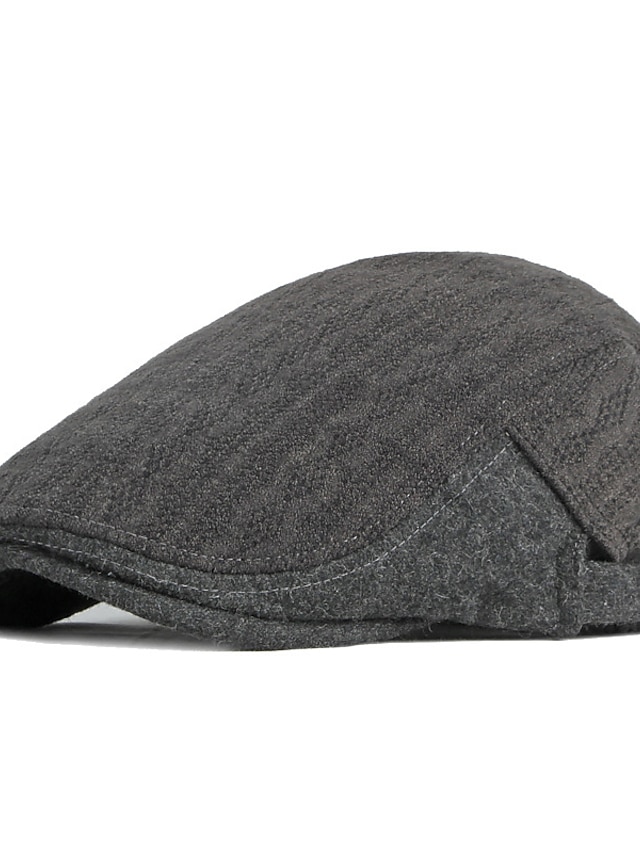 Men's Flat Cap Black Gray Polyester Adjustable Buckle Fashion Classic