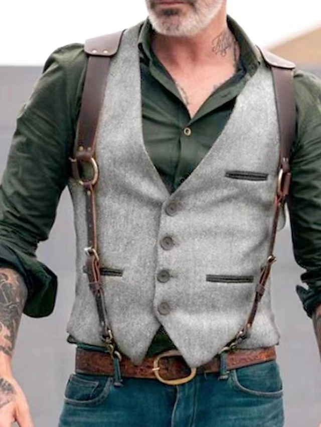 Men's Vest Waistcoat Outdoor Party Evening Camping & Hiking Festival ...
