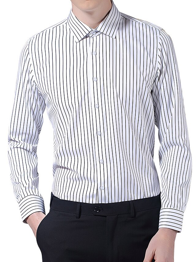  Men's Shirt Dress Shirt Striped Classic Collar Light Pink Black / Red Black-White White+Red Red / White Daily Long Sleeve Clothing Apparel
