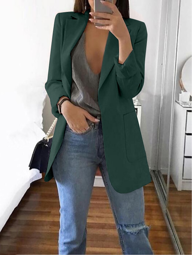 Women's Blazer Open Front Business Office Blazer Outfit with Pocket ...