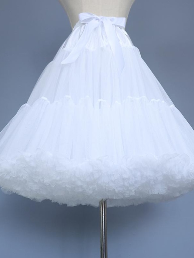  Damen Minimantel Mini Röcke Rüsche Layer-Look Tüll Einfarbig Leistung Party Ganzjährig Organza Modisch Schwarz Weiß