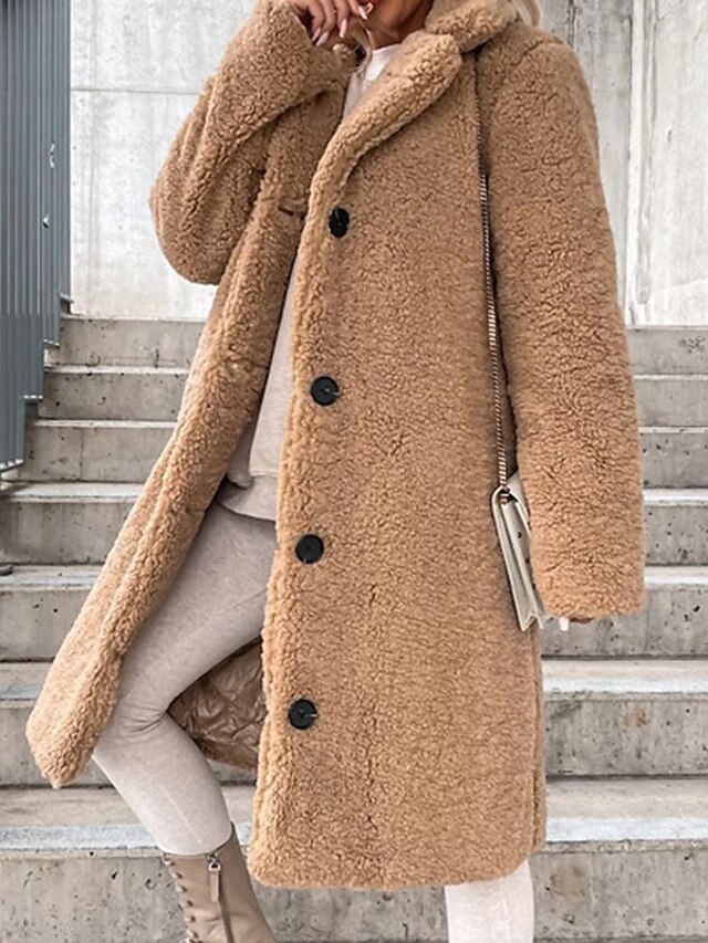 Women's Teddy Coat Fall Sherpa Jacket Warm Long Cream Teddy Jacket