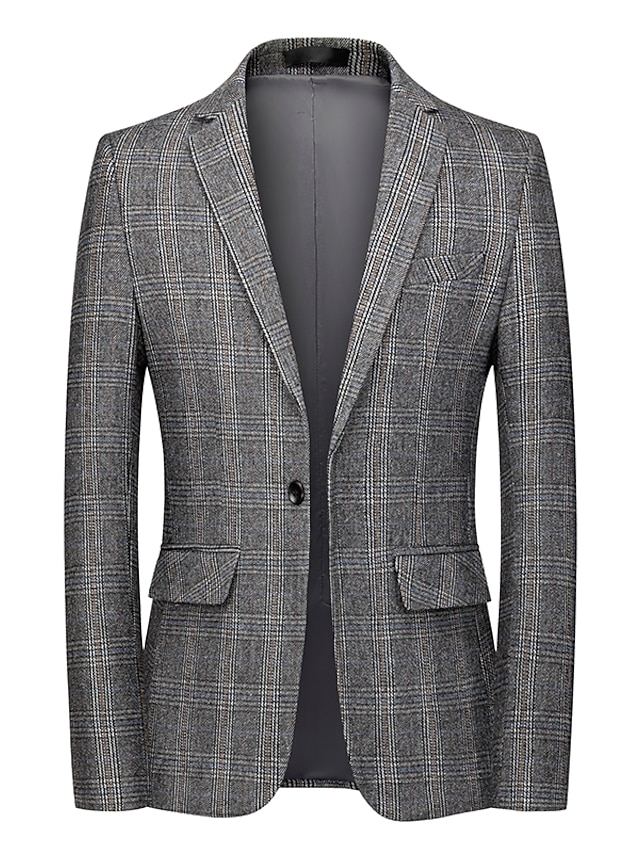 Windsfinr Herren Karo-Blazer Classic Fit - Eleganter Business Sakko Einreiher