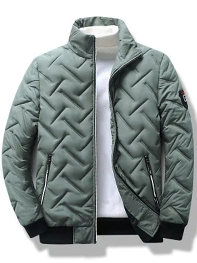 Men's Puffer Jacket Bomber Jacket Quilted Jacket Full Zip Casual Daily