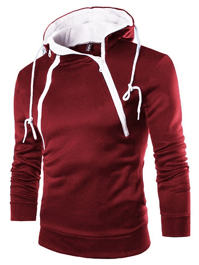 Men's Hoodie Navy Army Green Burgundy Gray White Hooded Solid Color ...