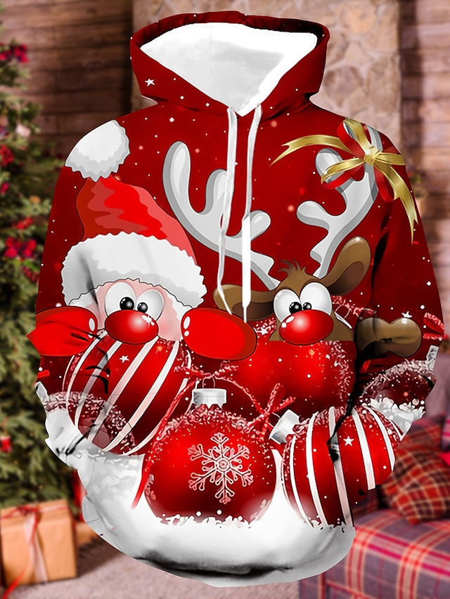  vánoční pánský unisex svetr s kapucí mikina víno červená vlastní potisk černá bílá červená s kapucí santa claus grafický potisk denní sportovní 3d potisk návrhář ležérní velké a vysoké jaro & 