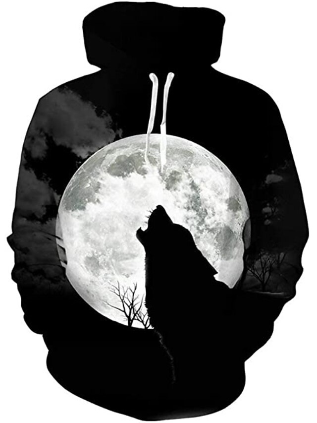 Men's Wolf Graphic Prints Hoodie Hoodies Sweatshirt Streetwear Designer Long Sleeve Hooded Daily Sports Black Blue Print Spring &  Fall Designer4