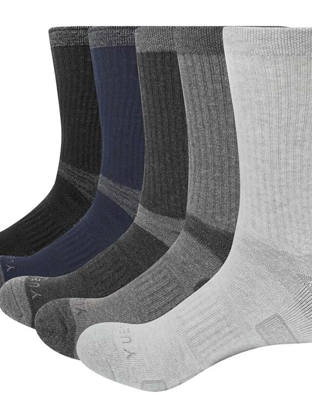  Men's 5 Pairs Socks Compression Socks Crew Socks Black Multi color Color Cotton Color Block Letter Casual Daily Sports Medium Spring, Fall, Winter, Summer Fashion Comfort