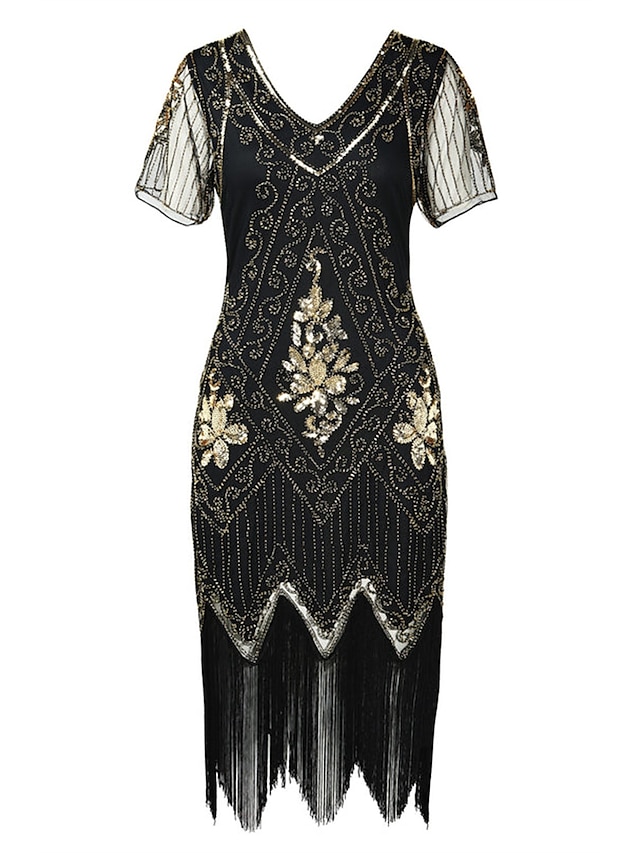  De livlige 20-årene 1920-tallet Cocktail Kjole Flapper kjole Kjoler Maskerade Normal Den store Gatsby Charleston Bryllupsgjest Paljetter Dame Halloween Karneval Maskerade Karneval Bryllup