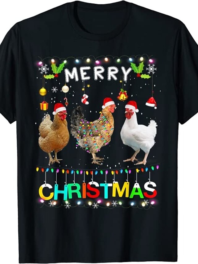 Men's Animal Graphic Prints Chicken T shirt Funny T Shirts Short Sleeve ...