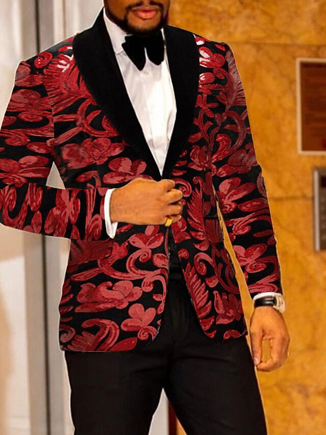 Red Men's Party Prom Disco Sparkly Sequin Tuxedos 2 Piece Shawl Collar ...