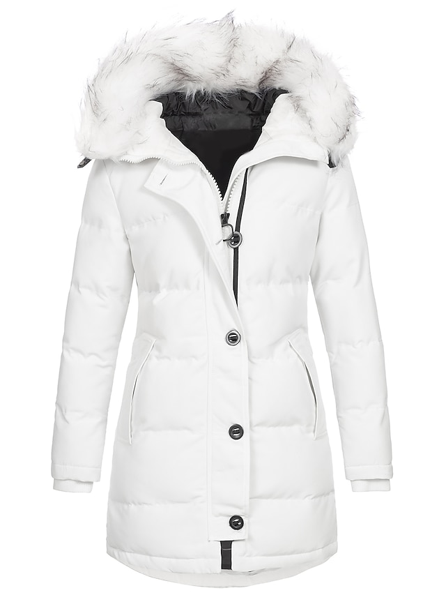 Dames - Pufferjas van ripstopmateriaal met capuchon Eclipse Navy Grid