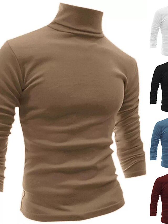 Men's Turtleneck shirt Plain Turtleneck Sports Holiday Long Sleeve