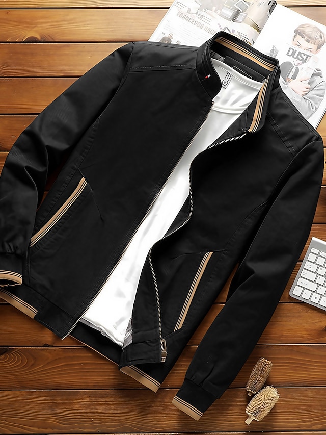 Men's Casual Jacket Durable Daily Wear Vacation ToGo Zipper Standing
