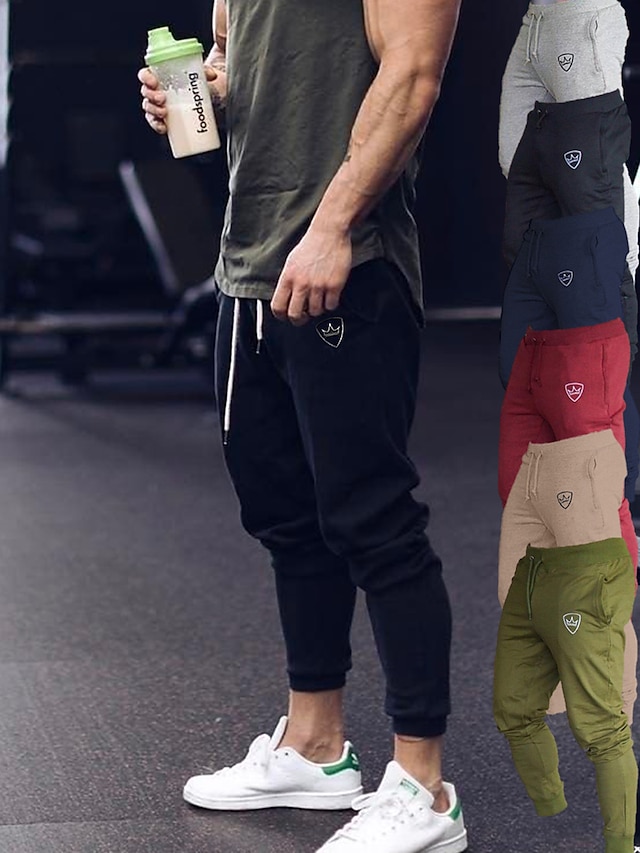  Men's Joggers Sweatpants Drawstring Bottoms Athletic Athleisure Cotton Breathable Soft Sweat wicking Gym Workout Running Jogging Sportswear Activewear 3D Print Dark Grey Black Army Green