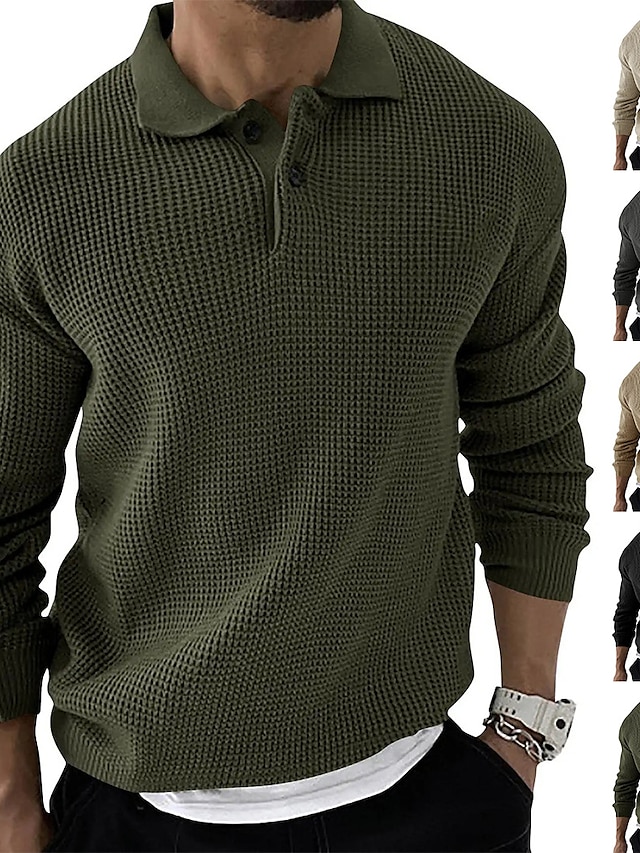  Men's Ugly Sweater Pullover Ribbed Knit Cropped Knitted Christmas Crew Neck Keep Warm Modern Contemporary Christmas Work Clothing Apparel Winter Spring &  Fall Camel Black M L XL