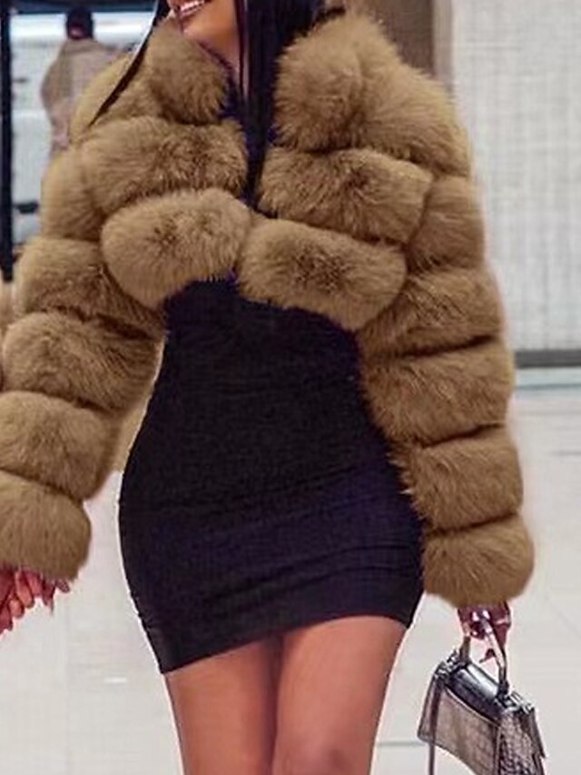 Women's Faux Fur Coat Warm Breathable Outdoor Daily Wear Vacation Going
