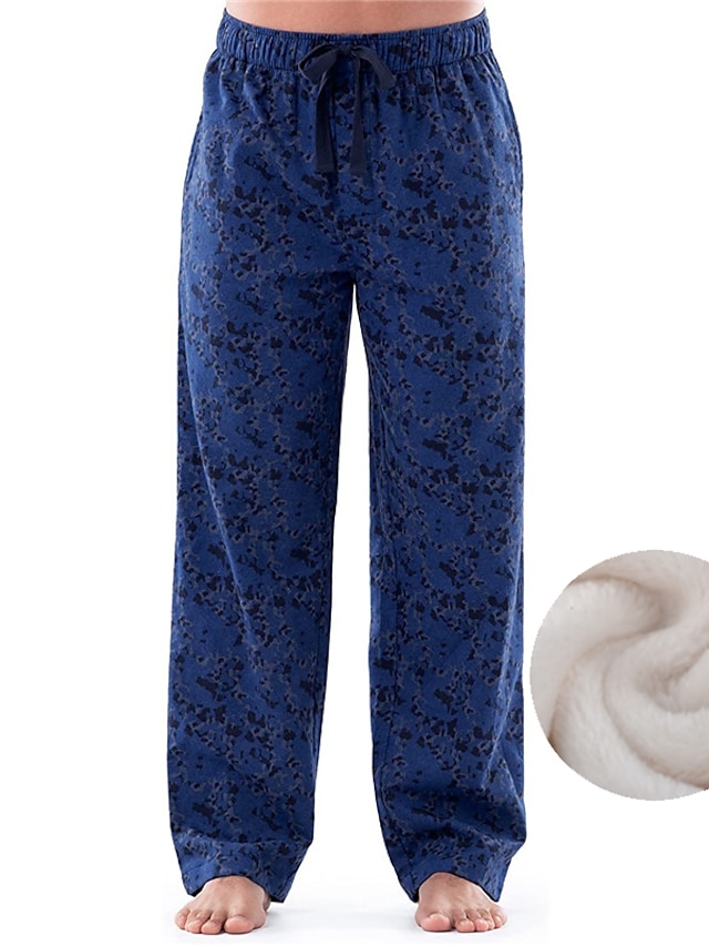  Vêtements d'intérieur Pantalon de pyjama en flanelle Intérieur Lit Spa Homme Flanelle Chaud Chaud Flexible Poche Taille elastique Hiver Imprimés Photos