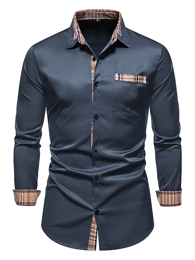 Men's Classic Shirt Regular Fit Long Sleeve Square Neck Solid Color ...