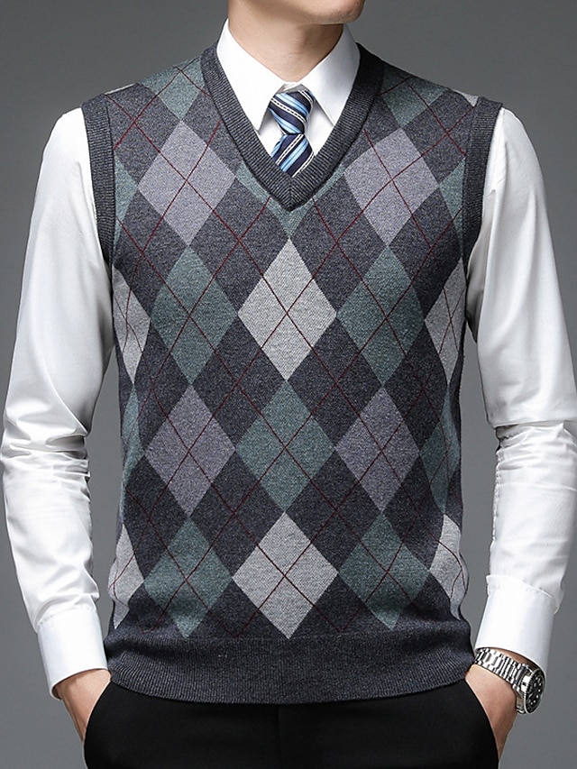 Men's Sweater Sweater Vest Mens Dress Sweaters Pullover Ribbed Knit ...