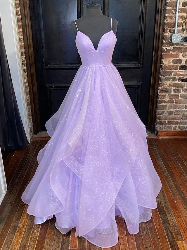  Ball Gown A-Line Prom Dresses Sparkle & Shine Dress Formal Wedding Party Dress Floor Length Sleeveless Sweetheart Tulle Backless with Pleats Ruffles 2024