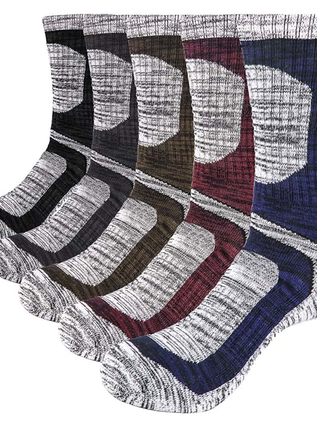 Homme 5 paires Chaussettes Chaussettes de compression Chaussettes de Randonnée Mode Confort Coton Bloc de couleur Casual du quotidien Des sports Moyen Automne hiver Noir 1 Noir