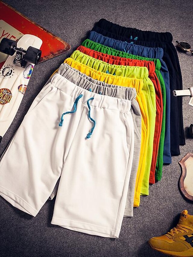  Men's Shorts Beach Shorts Board Shorts Elastic Drawstring Design Plain Comfort Breathable Knee Length Casual Daily Beach Fashion Streetwear  Micro-elastic