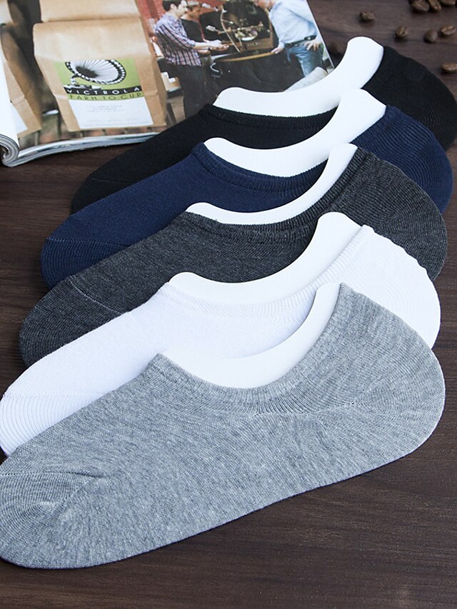 Men's 5 Pairs Socks Casual Socks No Show Socks Flat Socks Black White
