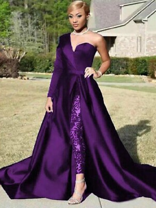 A-Line Evening Gown Sexy Dress Formal Evening Black Tie Court Train ...