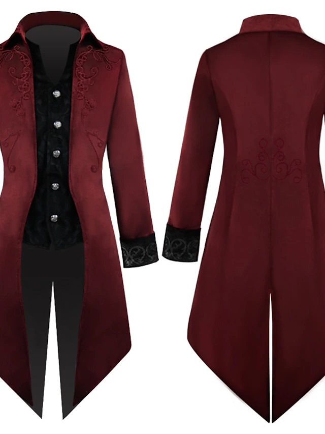 Men's Vampire Gothic Long Suit Jacket Showman Tuxedo Tailcoat Halloween ...