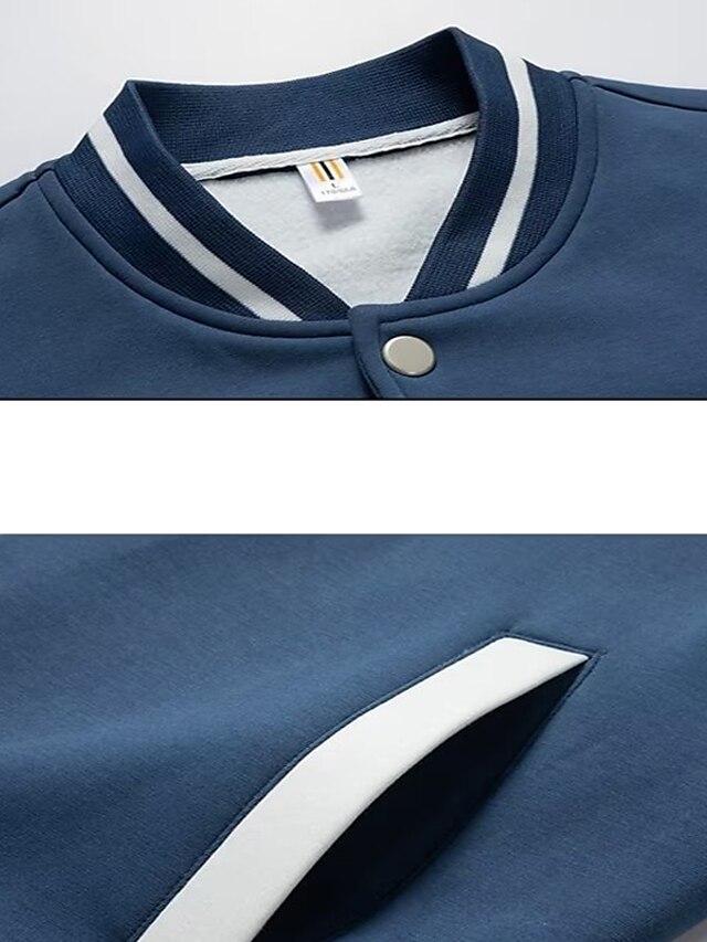 Men's Varsity Jacket School Uniforms Daily Wear Warm Button Pocket ...