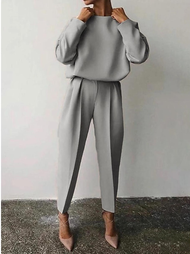  Per donna Felpa Pullover Tinta unica Liscio Strada Streetwear Essenziale Manica lunga Rotonda Nero Autunno inverno
