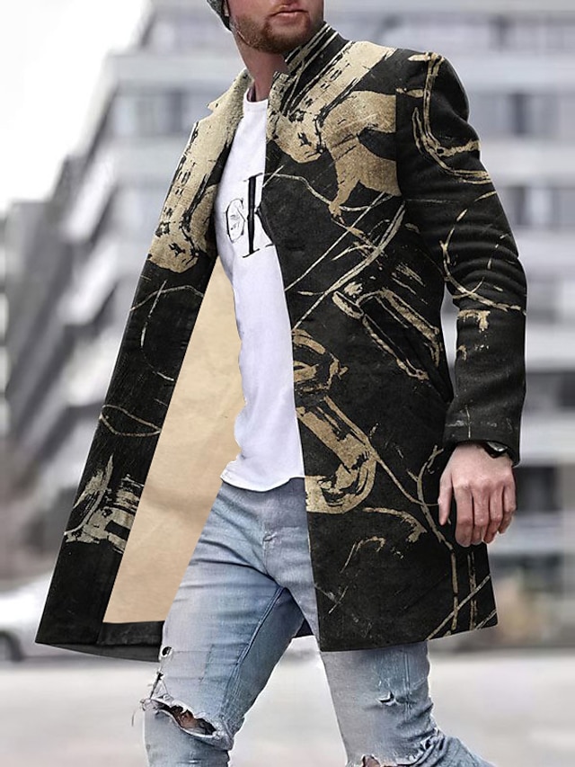 Men's Coat With Pockets Daily Wear Vacation Going out Single Breasted ...