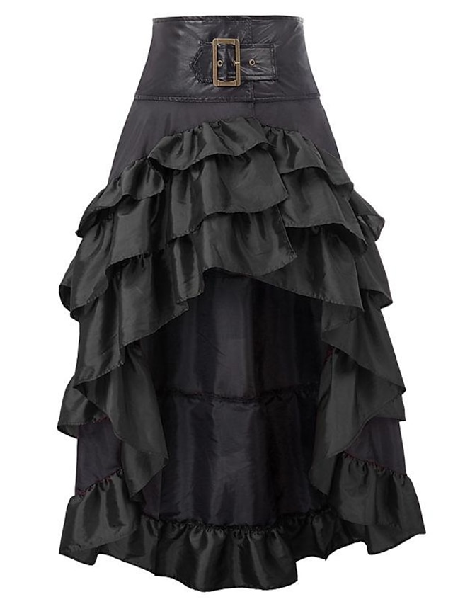  Women's Skirt  Gothic Long Skirt Maxi Black Red Brown Skirts Ruffle Asymmetric Hem Retro Vintage Gothic  Carnival Party  Fall  Winter S M L
