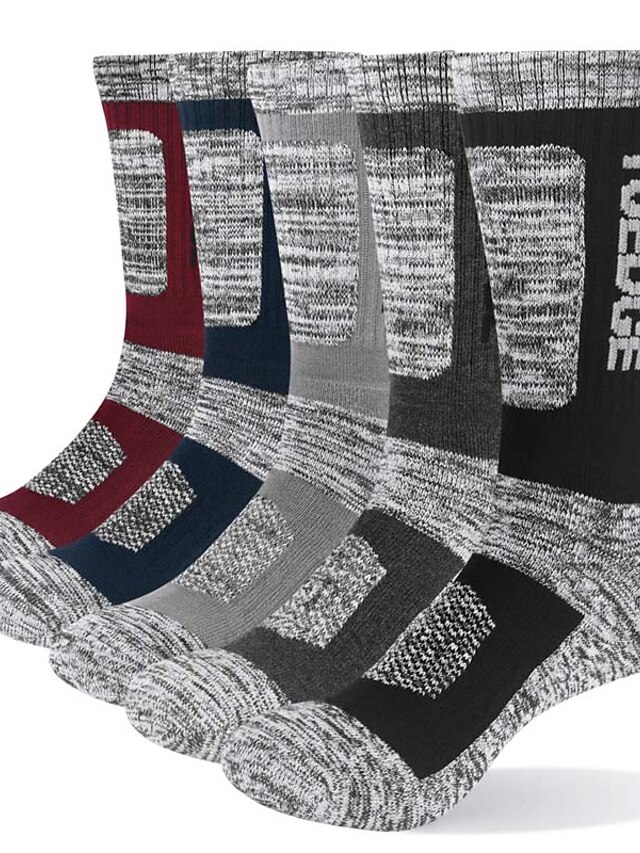  Men's 5 Pairs Socks Compression Socks Crew Socks Black 1 Black Color Cotton Color Block Letter Casual Daily Sports Medium Spring, Fall, Winter, Summer Fashion Comfort
