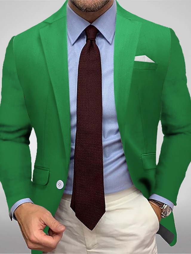 Men's Casual Blazer Jacket Regular Standard Fit Solid Colored Single ...