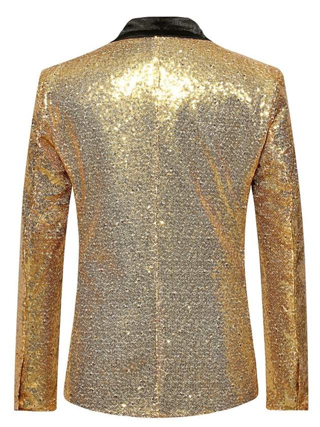 Men's Fashion Disco Sequin Pattern Tailored Fit Single Breasted One-button Blazer Jacket