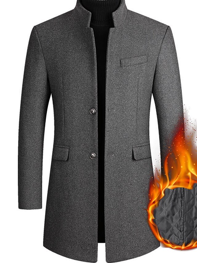 Men's Winter Coat Wool Coat Overcoat Short Coat Daily Wear Vacation
