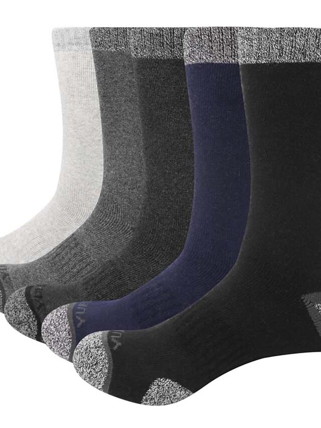  Homme 5 paires Chaussettes Chaussettes de compression Mode Confort Coton Bloc de couleur Lettre Casual du quotidien Des sports Moyen Printemps, Août, Hiver, Eté Noir Bleu