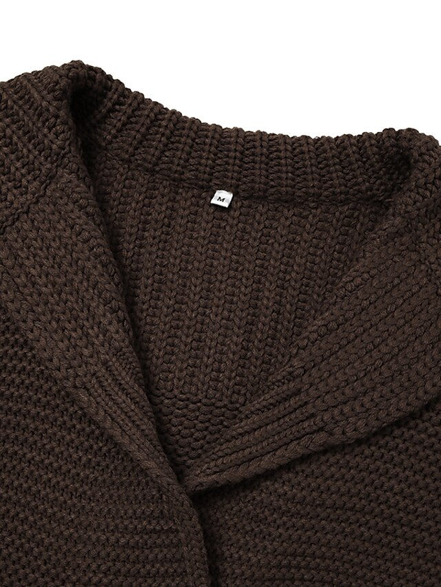 Women's Cardigan Sweater Shirt Collar Chunky Crochet Knit Button ...