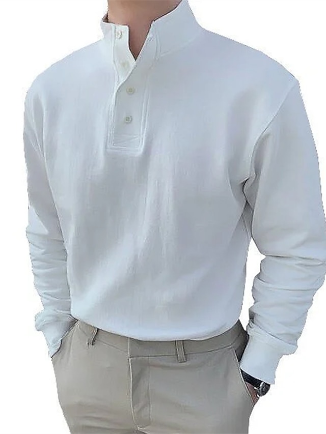  Ανδρικά Πουκάμισο Henley Μακρυμάνικο πουκάμισο Σκέτο Χένλι Διακοπές Καθημερινά Μακρυμάνικο Κουμπί-Κάτω Ρούχα Σύγχρονη Σύγχρονη
